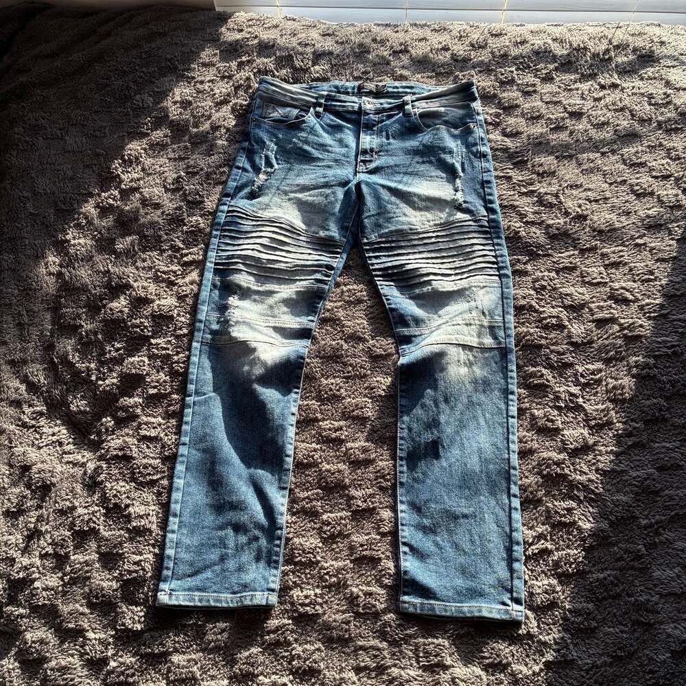 Southpole Y2K Moto Biker Distressed Jeans Skinny Jeans Size 36